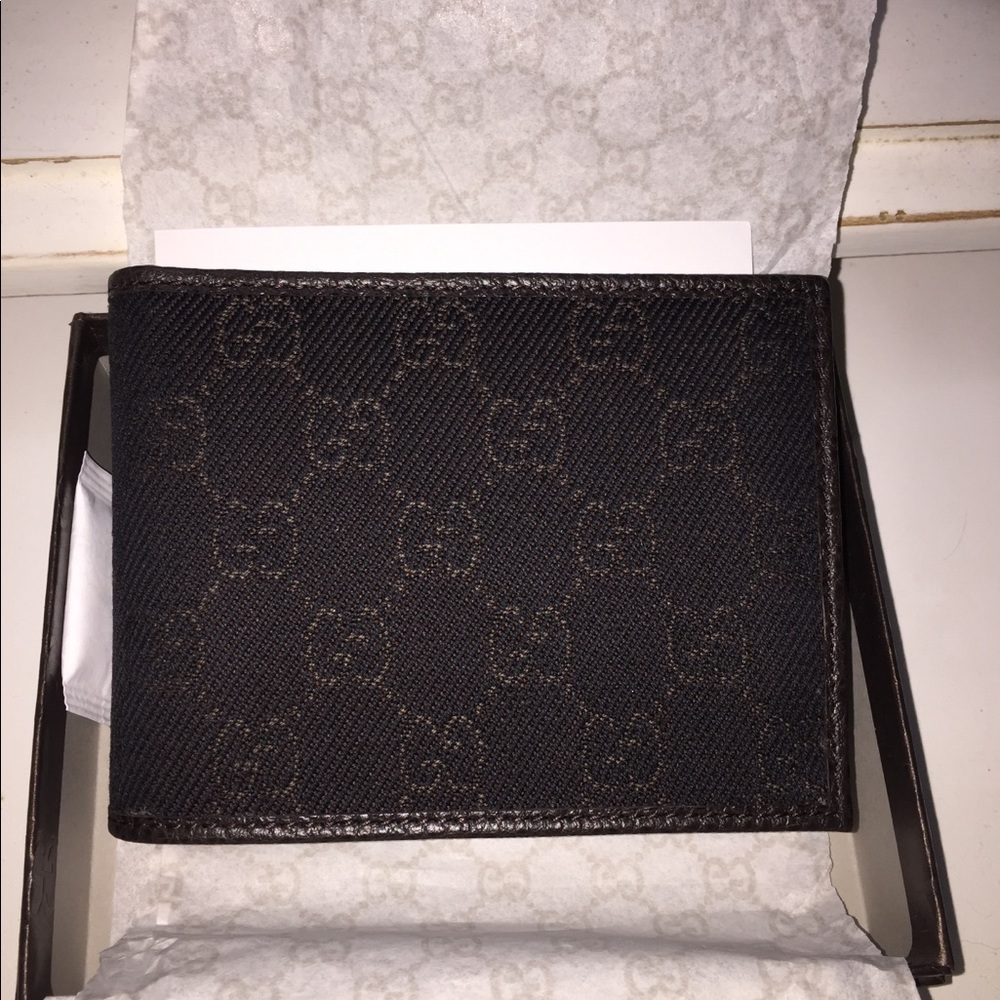 Gucci wallet men’s Jacquard Denim brown leather